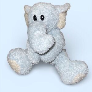 Progressive Plush Eli Blue White Terrycloth Elephant Stuffed Plush 9”